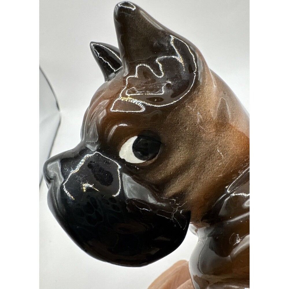 Vintage Ceramic Brown Boxer Dog Puppy Figurine Figurine Sculpture laying down - Picture 6 of 7